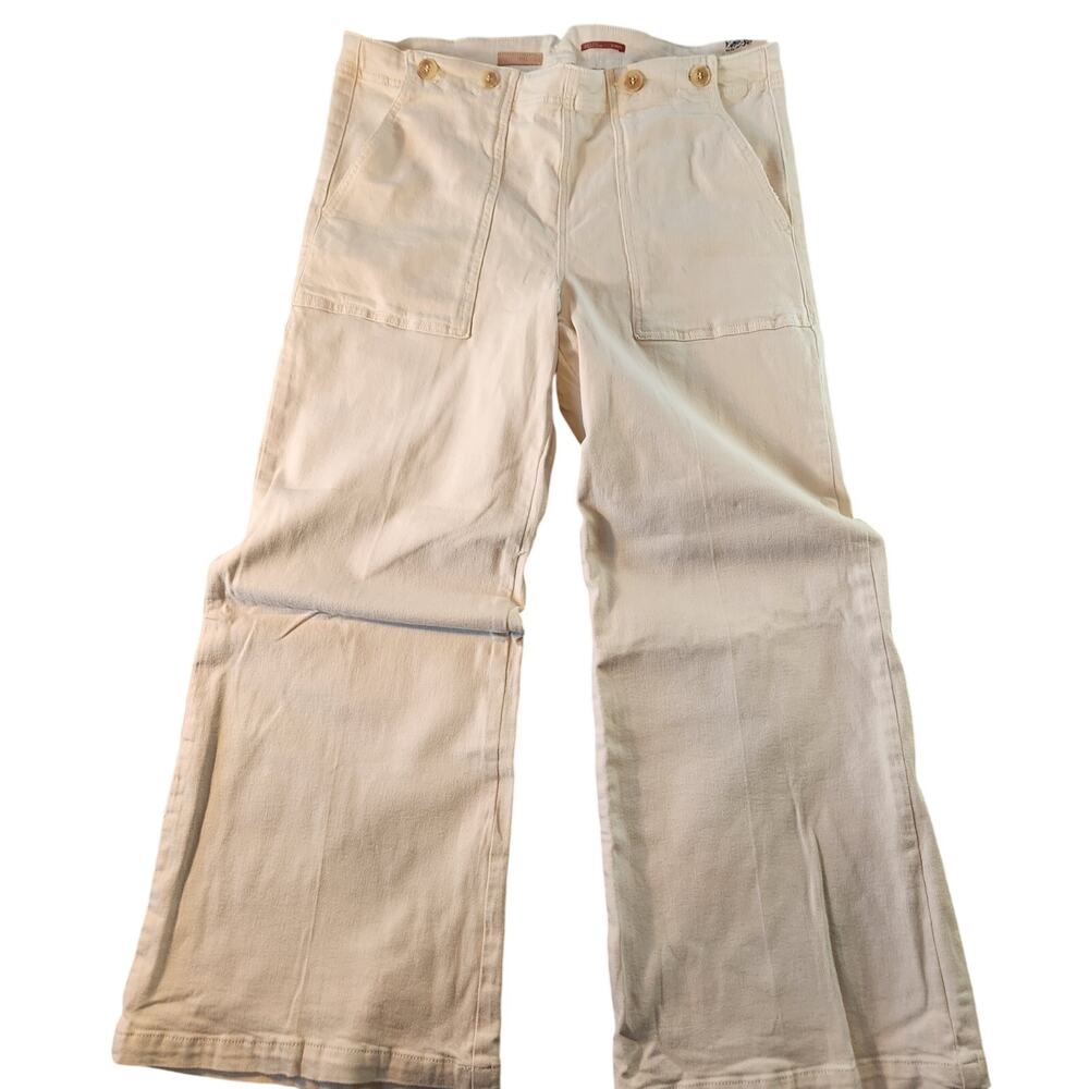 Anthropologie Pilcro Sailor Ivory High Rise Wide Leg Jeans 33 Petite NWT